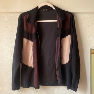 Vintage Canyon Road colorblock open front long sleeve blouse cardigan